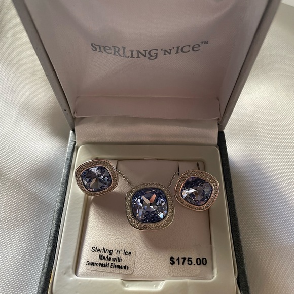 NWT Sterling ‘n Ice Necklace and Earrings. Purple. Made with Swarovski Elements. - Picture 3 of 5